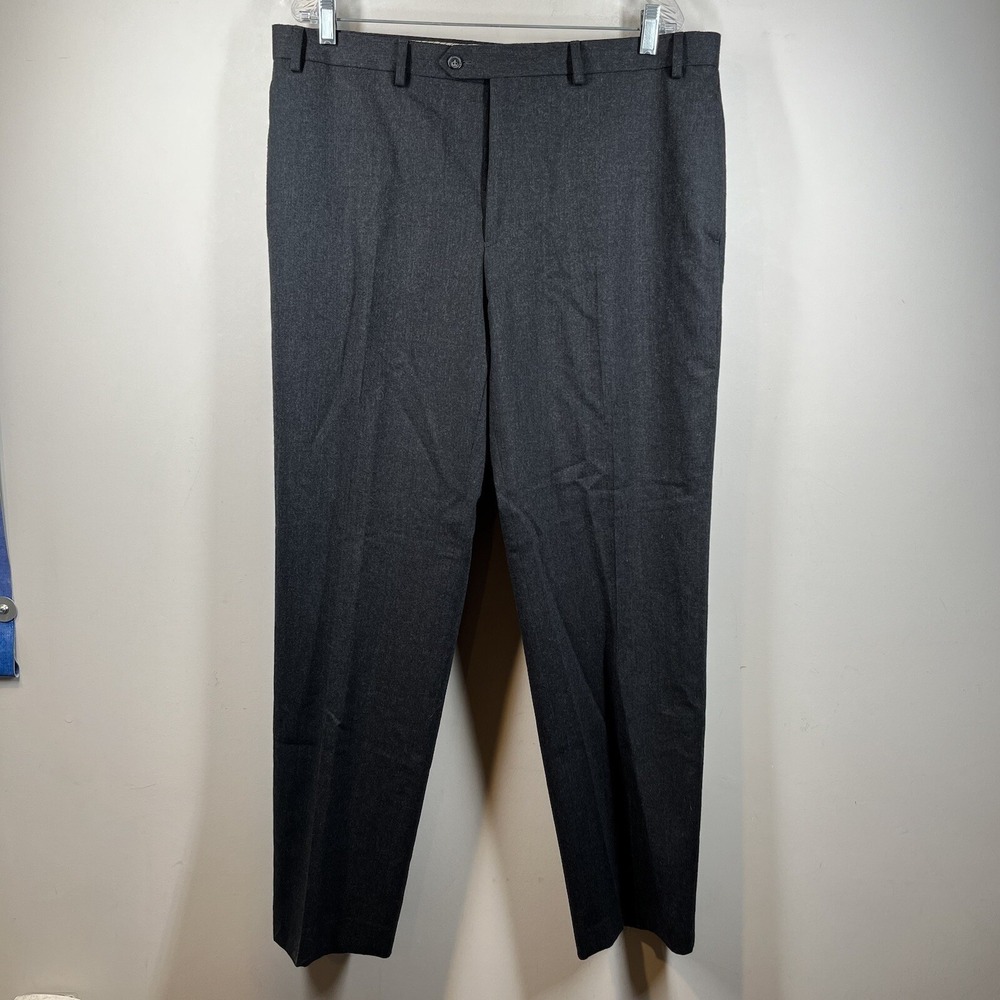 Lauren Ralph Lauren Black Label Mens Slim Wool Pants Gray Sz 38x31 Flat Front